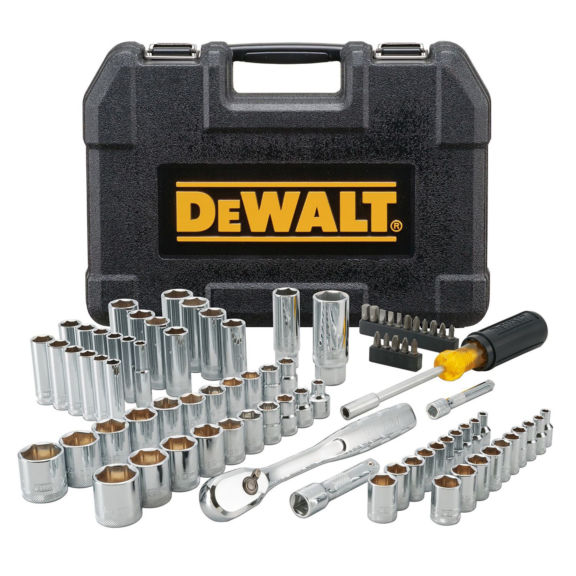 DeWalt Mechanics Tool Set — 84-Piece, 72-Tooth Ratchet, Anti-Slip Handle, Model# DWTDWMT81531